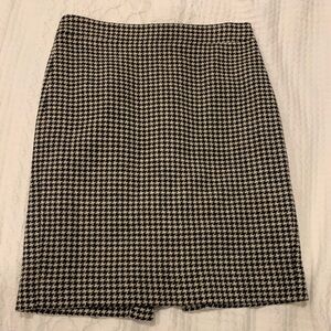 J. Crew Black and White Houndstooth Pencil Skirt
